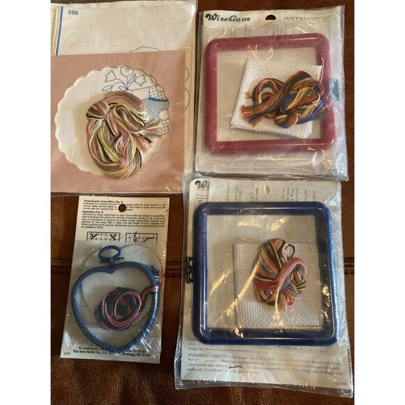 Lot 4 VTG Cross Stitch Kits NIP Wise Guys Sunset And New Berlin Co Made In USA - Picture 2 of 6